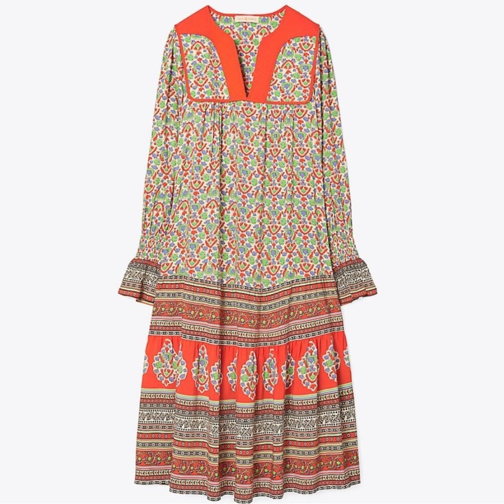 TORY BURCH Legacy Paisley Printed Tunic Midi Dress